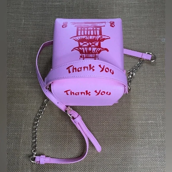 Girl’s Chinese Takeout Box Pink Chain Crossbody Bag - B218 - Picture 4 of 10